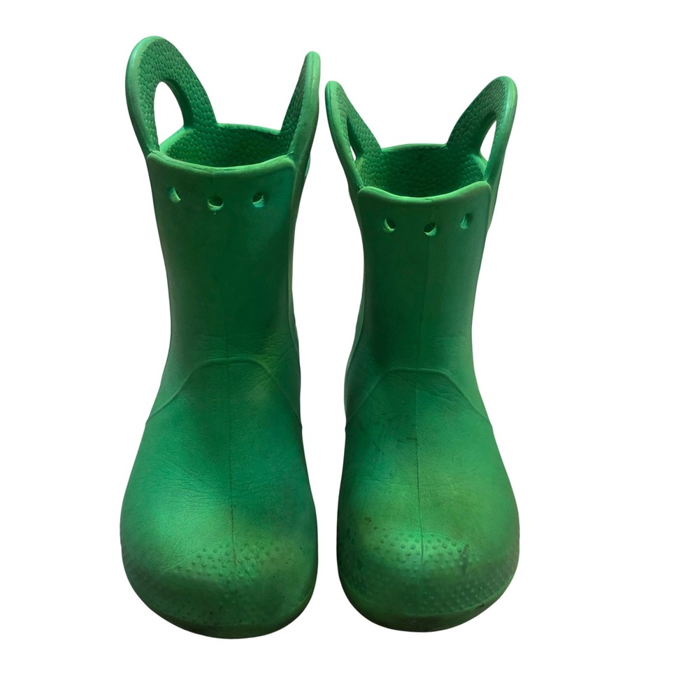 Crocs Handle It Rain Boots Green Toddler Size C10 Waterproof Pull On 12803